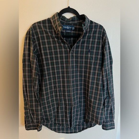Polo Ralph Lauren Men's Medium Green Plaid Shirt - Picture 1 of 3